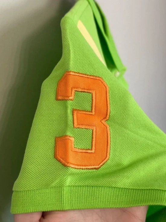 Ralph Lauren Gold Women's Short Sleeve Lime Green Big Stripe Spring Polo Sz M NW - Picture 3 of 8